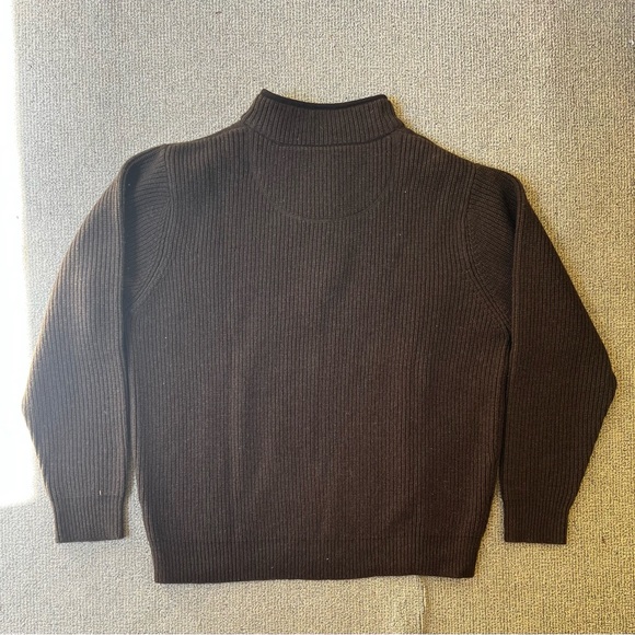 Men’s L.L. Bean Brown Merino Lambs’ Wool Half Zip-Up Sweater Size L - Picture 2 of 6